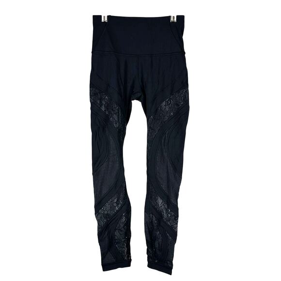 Lululemon Wunder Under High-Rise Tight 25" Lace Black Women's Size 4 EUC - Picture 1 of 8